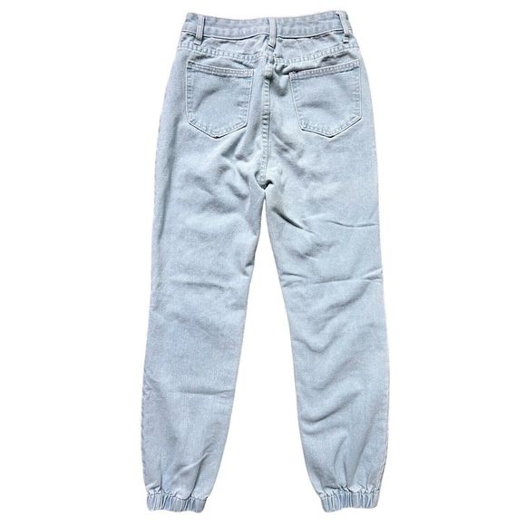 Women's High Waisted Light Wash Distressed Jogger Jeans XS 25" W x 27", 11" Rise - Picture 2 of 11